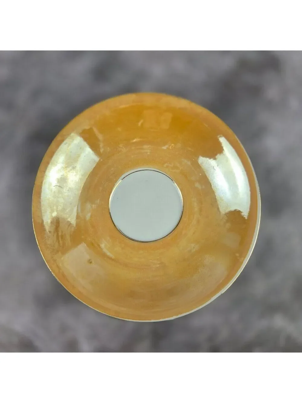 Vintage Peach Lusterware Demitasse Cup Saucer Two Ladies Child Made in Japan